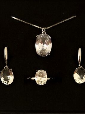 Sterling Silver And Oval Crystal Jewelry Set